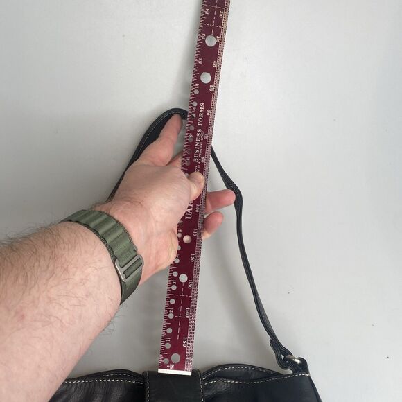 Fossil 1954 Black Soft Top Grain Leather Fold-Over Shoulder Bag Purse= - Picture 13 of 13